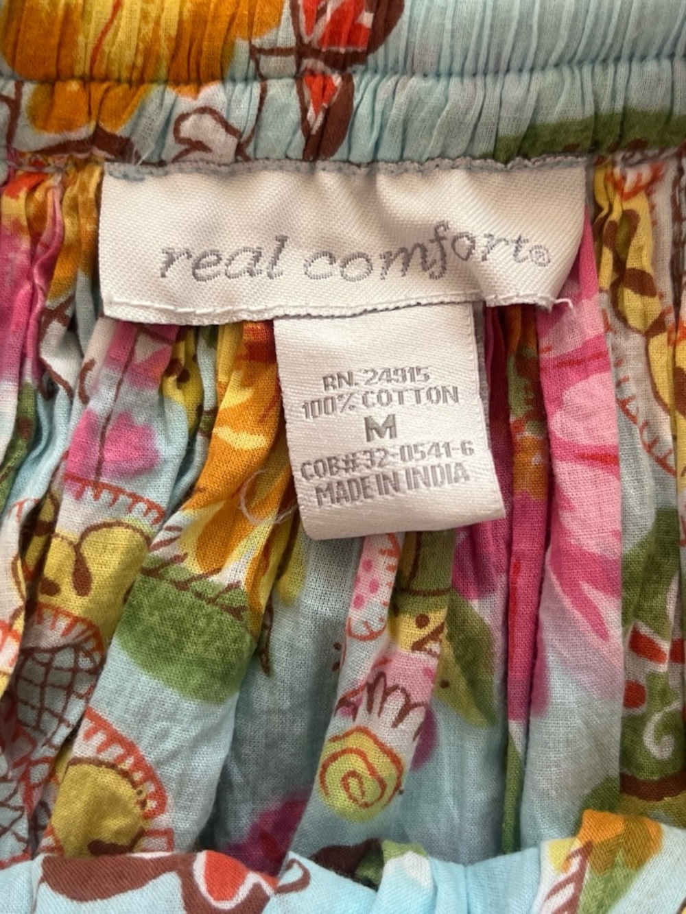 Real Comfort 100% cotton bohemian floral full maxi skirt Sz. M - Picture 4 of 5